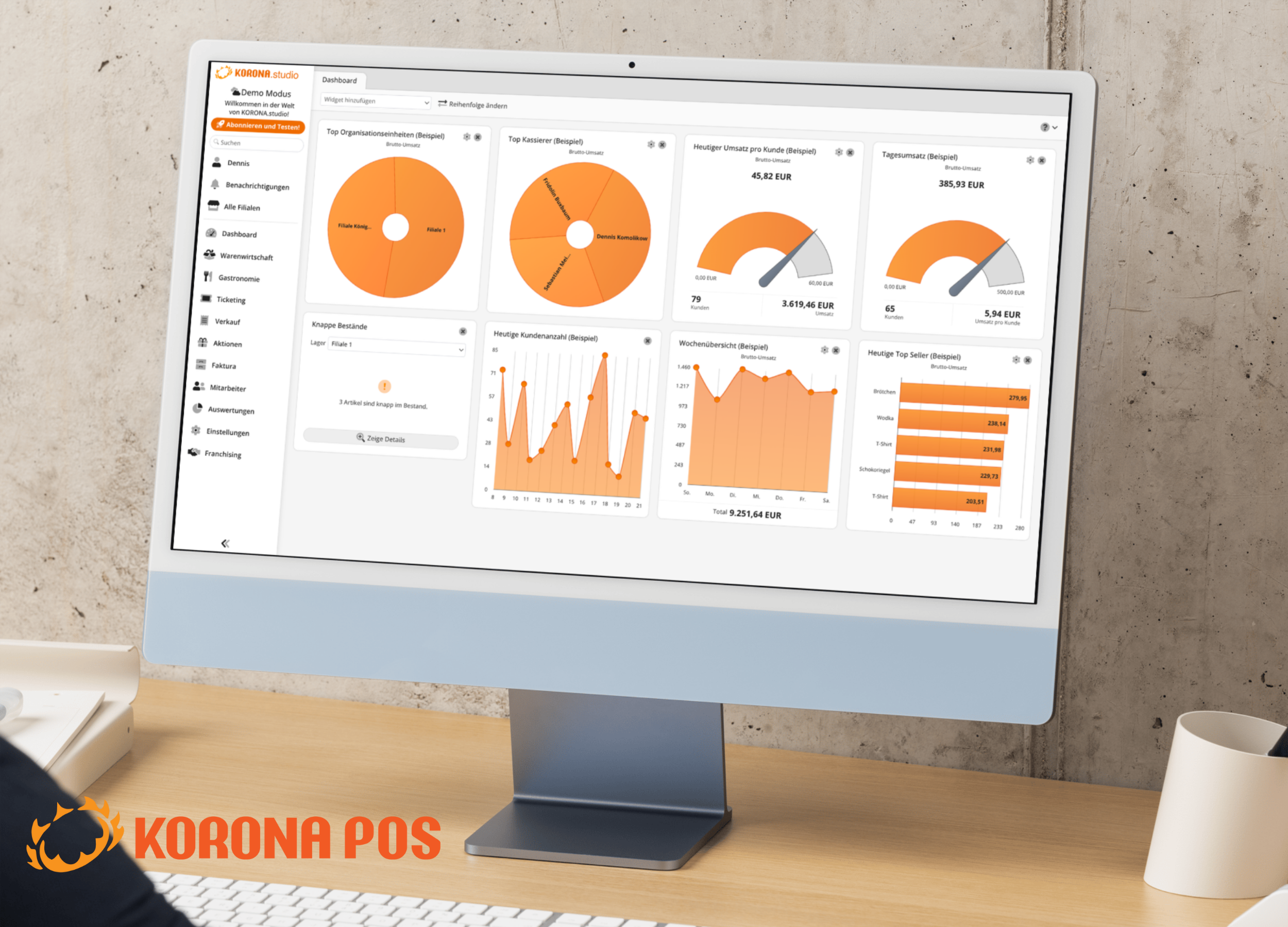 KORONA POS Mockup mit Logo